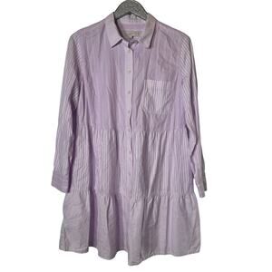 Loft Lavender Button Front Shirt Dress